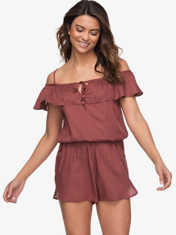 roxy, Western Holiday Strappy Romper, SABLE (crd0) 0 Western Holiday Strappy Romper Brown ERJX603112 Roxy