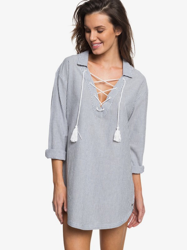 roxy, Lonely For You Oversized Shirt Beach Dress, MED BLUE CORNFIELD STRIPE S (bte6) 0 Lonely For You Oversized Shirt Beach Dress Blue ERJX603132 Roxy