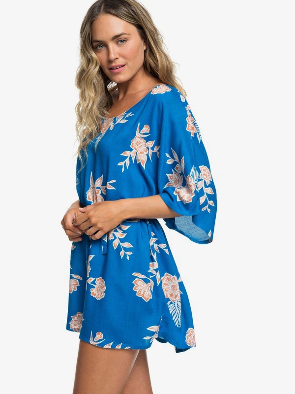 roxy, Loia Bay Short Sleeve Dress, MYKONOS BLUE S EGLANTINE (bzf6) 0 Loia Bay Short Sleeve Dress Blue ERJX603151 Roxy