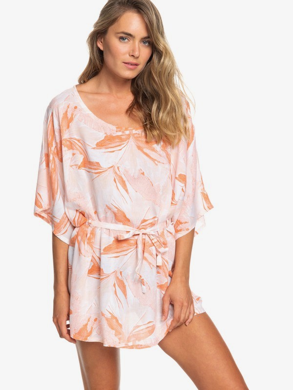 roxy, Loia Bay Short Sleeve Dress, BRIGHT WHITE JUNGLE BOOGIE (wbb9) 0 Loia Bay Short Sleeve Dress White ERJX603151 Roxy