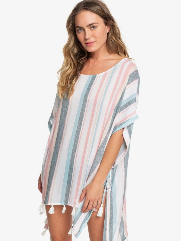 roxy, Make Your Soul - Vestido Poncho de Playa para Mujer, BRIGHT WHITE S RETRO VERTICAL (wbb4) 0 Make Your Soul - Vestido Poncho de Playa para Mujer Blanco ERJX603157 Roxy