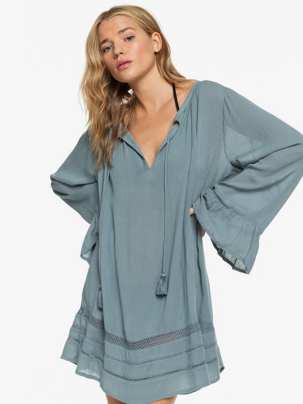 roxy, Under The Moon Long Sleeve Summer Dress, TROOPER (bln0) 0 Under The Moon Long Sleeve Summer Dress Blue ERJX603158 Roxy