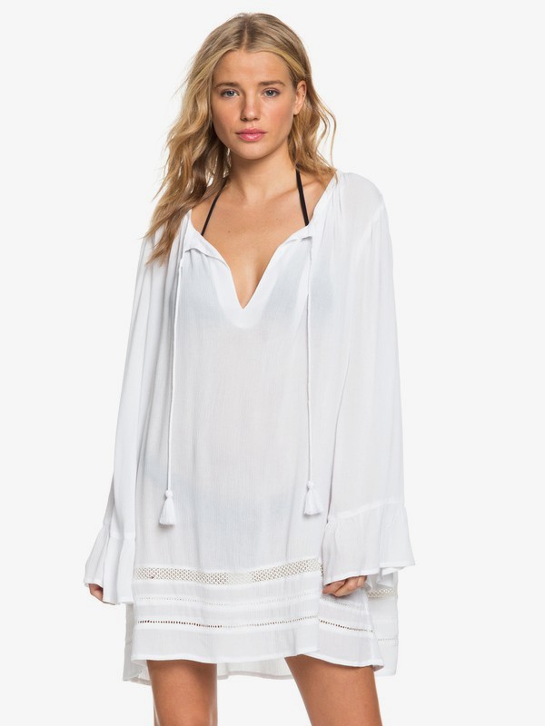 roxy, Under The Moon Long Sleeve Summer Dress, BRIGHT WHITE (wbb0) 0 Under The Moon Long Sleeve Summer Dress White ERJX603158 Roxy