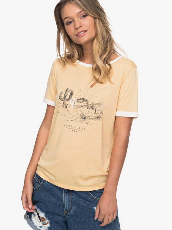 roxy, Puerto Pic Golden Sunset High Neck Tee, SUNBURST (nfl0) 0 Puerto Pic Golden Sunset High Neck Tee ERJZT04145 Roxy