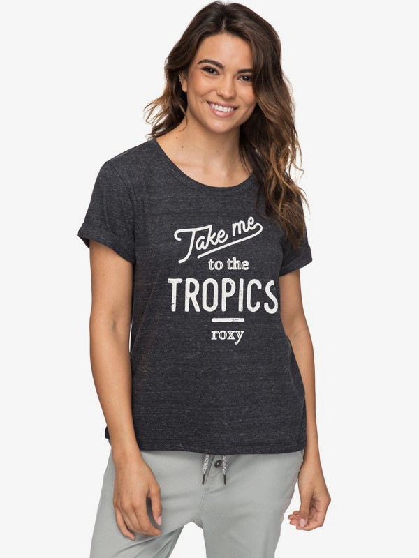 roxy, Wild Alcyons C - Camiseta para Mujer, ANTHRACITE (kvj0) 0 Wild Alcyons C - Camiseta para Mujer Negro ERJZT04154 Roxy