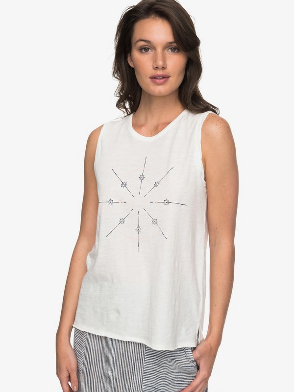 roxy, Time For An Other Year - Tee-shirt sans manches pour Femme, MARSHMELLOW (wbt0) 0 Time For An Other Year - Tee-shirt sans manches pour Femme Blanc ERJZT04184 Roxy