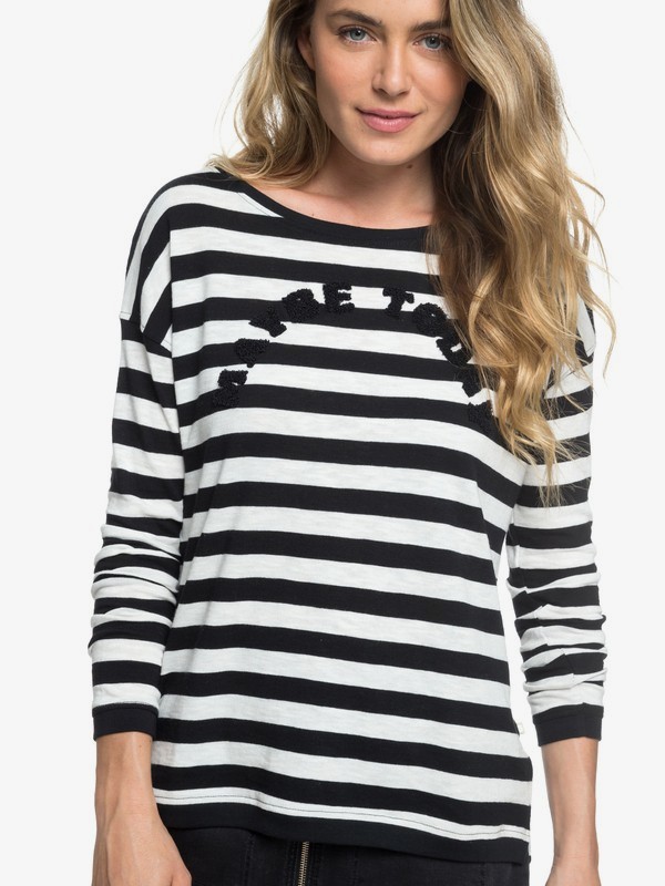 roxy, Constellation Party A - Sweatshirt pour Femme, TRUE BLACK BIG SIMPLE STRIPE (kvj3) 0 Constellation Party A - Sweatshirt pour Femme Noir ERJZT04385 Roxy