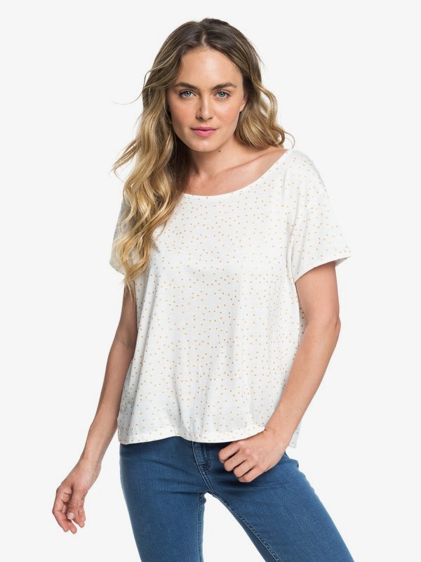 roxy, My Own Sun A - T-shirt col rond pour Femme, MARSHMALLOW DOTS FOR GOLD (xwwy) 0 My Own Sun A - T-shirt col rond pour Femme Blanc ERJZT04407 Roxy