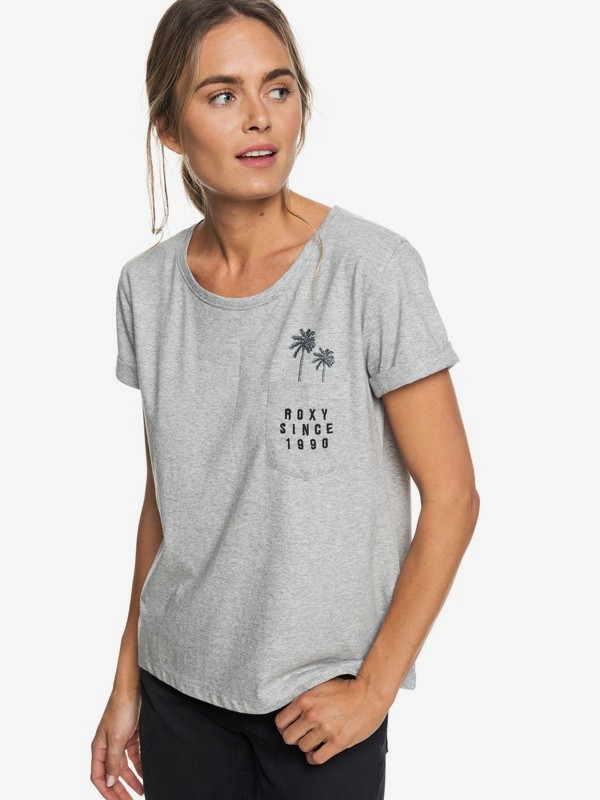 roxy, Wake Up And Surf B Pocket Tee, HERITAGE HEATHER (sgrh) 0 Wake Up And Surf B Pocket Tee Grey ERJZT04446 Roxy