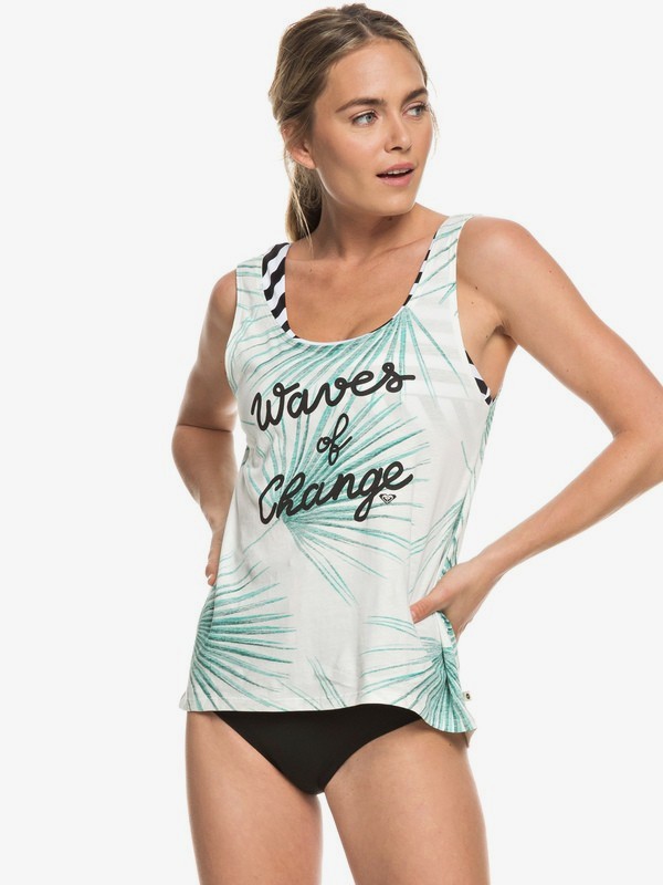 roxy, POP Surf C - Débardeur pour Femme, MARSHMALLOW PALM POP SURF (xwwg) 0 POP Surf C - Débardeur pour Femme Blanc ERJZT04511 Roxy