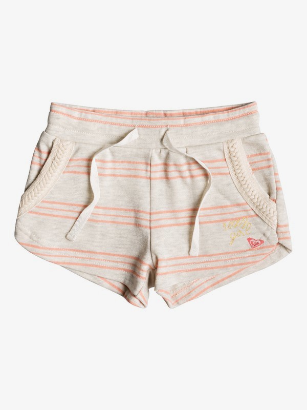 roxy, Girl's 2-6 Mystery Sun Sweat Shorts, METRO HEATHER MUSICAL STRIPES (ten3) 0 Girl's 2-6 Mystery Sun Sweat Shorts Beige ERLFB03058 Roxy