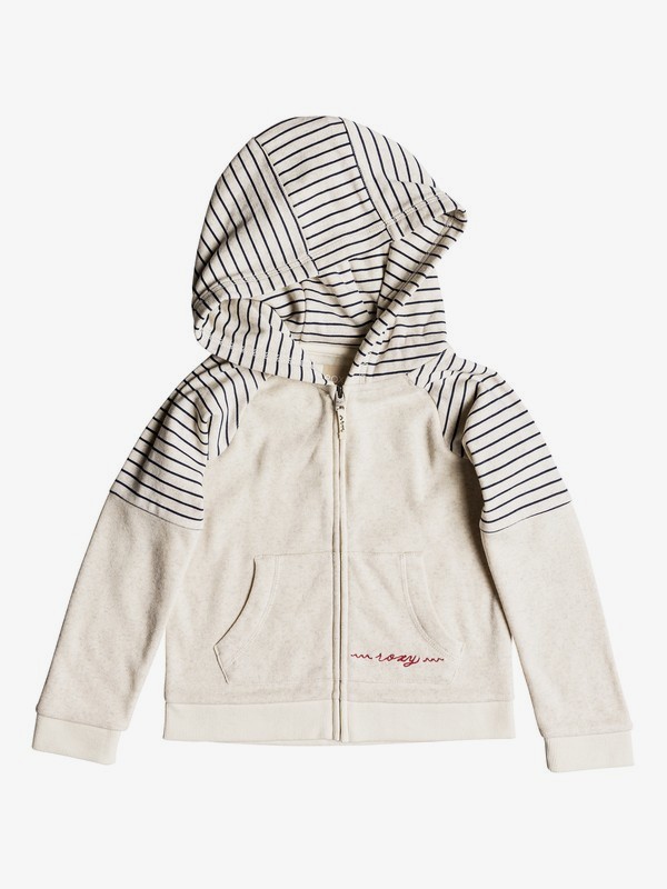 roxy, Girl's 2-6 Sky And Sand Zip-Up Hoodie, METRO HEATHER SIMPLE STRIPE (ten3) 0 Girl's 2-6 Sky And Sand Zip-Up Hoodie Beige ERLFT03157 Roxy