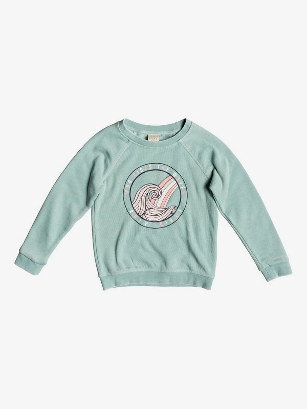 roxy, Girl's 2-6 Because Of You Sweatshirt, AQUIFER (bgw0) 0 Girl's 2-6 Because Of You Sweatshirt Blue ERLFT03170 Roxy