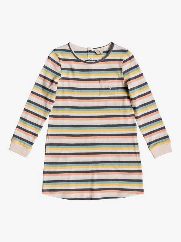 roxy, Girl's 2-6 White Paradise Long Sleeve T-Shirt Dress, SALMON CANDY STRIPES (mfg3) 0 Girl's 2-6 White Paradise Long Sleeve T-Shirt Dress Pink ERLKD03061 Roxy
