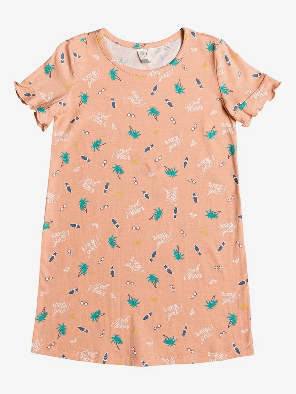 roxy, Girl's 2-6 Second Sun Short Sleeve T-Shirt Dress, SALMON SUMMER HOBBIES (xnnb) 0 Girl's 2-6 Second Sun Short Sleeve T-Shirt Dress Orange ERLKD03064 Roxy