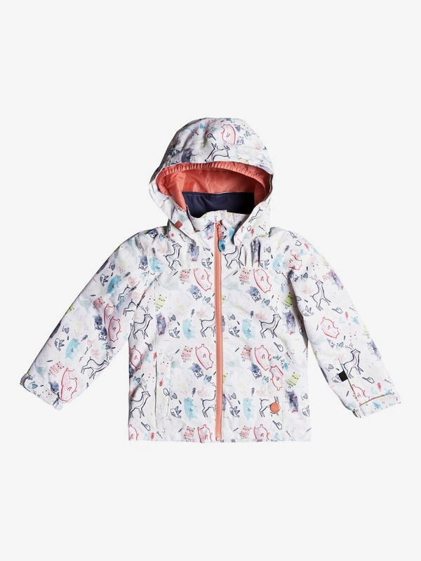 roxy, Mini Jetty - Veste de snow pour Fille 2-7 ans, BRIGHT WHITE_ANIMALS PARTY (wbb9) 0 Mini Jetty - Veste de snow pour Fille 2-7 ans Blanc ERLTJ03009 Roxy