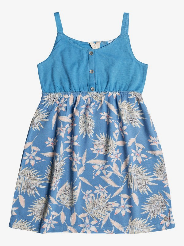roxy, Girl's 2-6 Sea Songs Printed Skirt Skater Dress, CENDRE BLUE TROPICAL UNIVERSE (bll6) 0 Girl's 2-6 Sea Songs Printed Skirt Skater Dress Blue ERLWD03060 Roxy