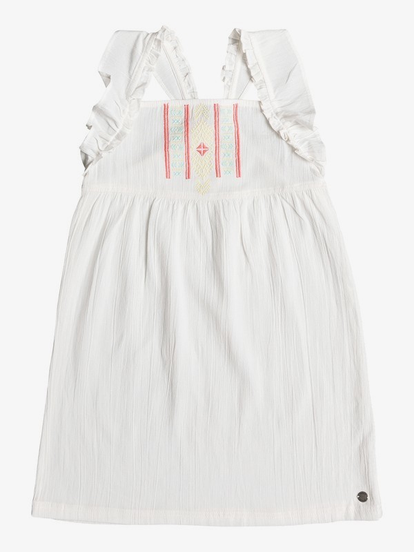 roxy, Girl's 2-6 Natural Feeling Ruffle Strap Dress, MARSHMALLOW (wbt0) 0 Girl's 2-6 Natural Feeling Ruffle Strap Dress White ERLWD03062 Roxy