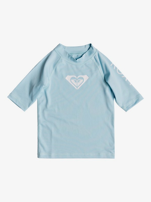 roxy, Girl's 2-6 Whole Hearted Short Sleeve UPF 50 Rash Guard, CRYSTAL BLUE (bfa0) 0 Girl's 2-6 Whole Hearted Short Sleeve UPF 50 Rash Guard Blue ERLWR03074 Roxy