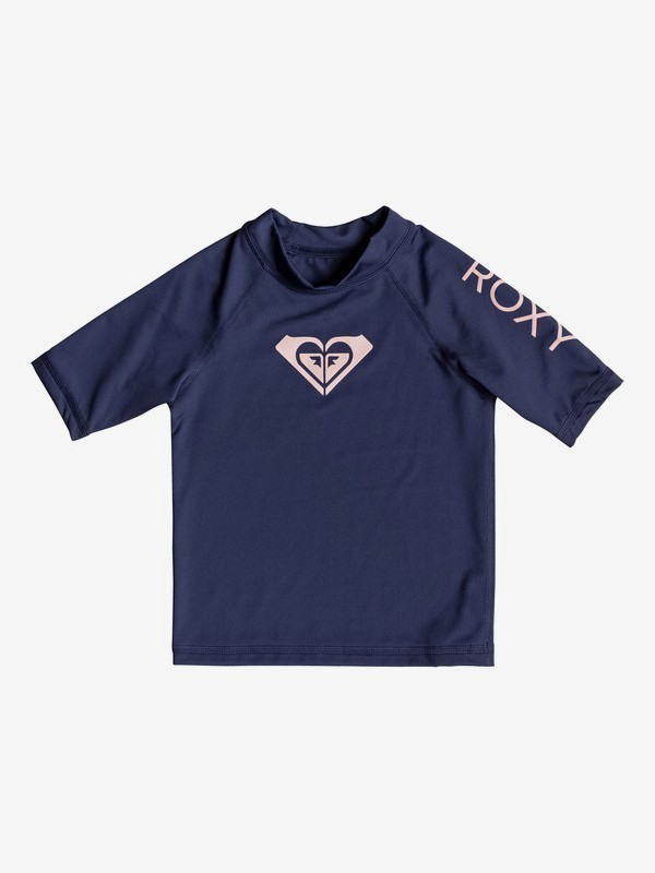 roxy, Whole Hearted - Kurzarm UPF 50 Rash Vest für Mädchen 2-7, MEDIEVAL BLUE (bte0) 0 Whole Hearted - Kurzarm UPF 50 Rash Vest für Mädchen 2-7 Blau ERLWR03074 Roxy