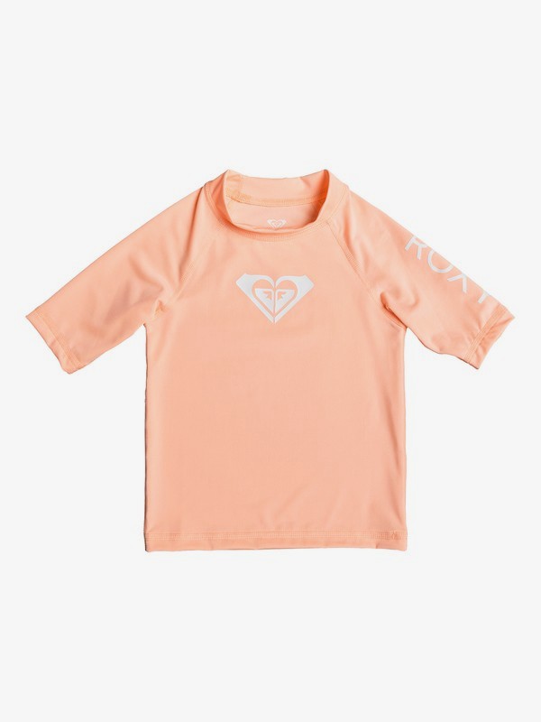 roxy, Girl's 2-6 Whole Hearted Short Sleeve UPF 50 Rash Guard, SOUFFLE (mfg0) 0 Girl's 2-6 Whole Hearted Short Sleeve UPF 50 Rash Guard Pink ERLWR03074 Roxy