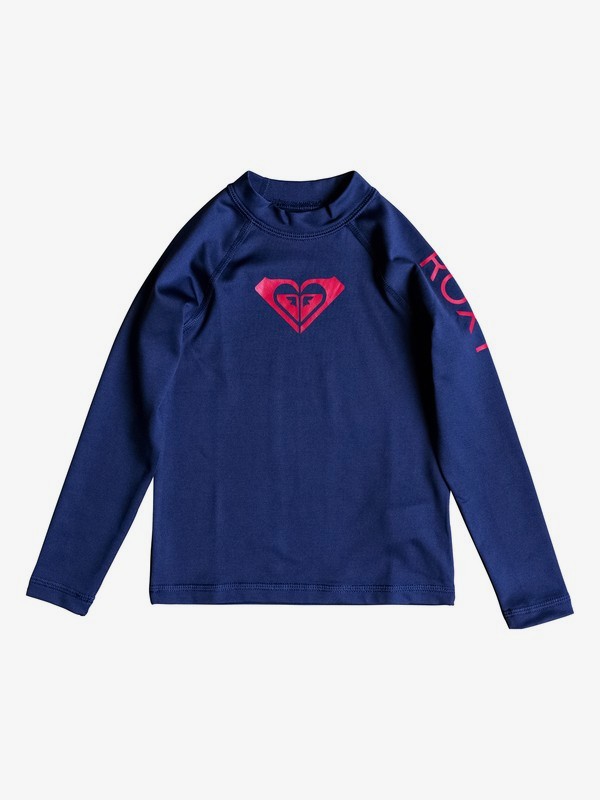roxy, Girl's 2-6 Whole Hearted Long Sleeve UPF 50 Rash Guard, DEEP COBALT (bre0) 0 Girl's 2-6 Whole Hearted Long Sleeve UPF 50 Rash Guard Blue ERLWR03075 Roxy