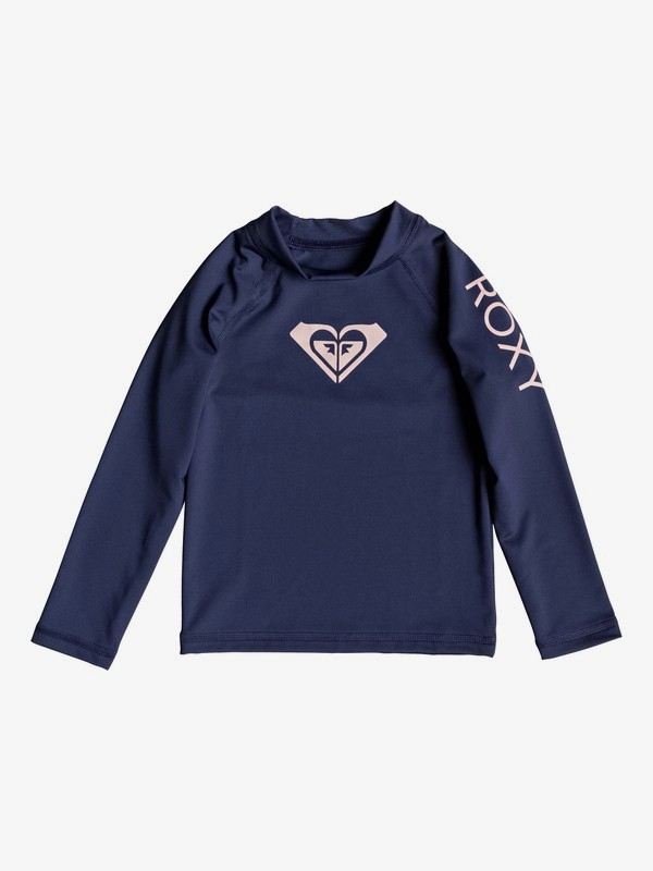 roxy, Girl's 2-6 Whole Hearted Long Sleeve UPF 50 Rash Guard, MEDIEVAL BLUE (bte0) 0 Girl's 2-6 Whole Hearted Long Sleeve UPF 50 Rash Guard Blue ERLWR03075 Roxy