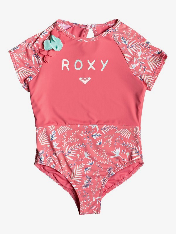 roxy, Girl's 2-6 Bali Dance Short Sleeve UPF 50 One-Piece Rashguard, BRUSH PINK SWIM BANANA SPLIT (xmwb) 0 Girl's 2-6 Bali Dance Short Sleeve UPF 50 One-Piece Rashguard Pink ERLWR03099 Roxy