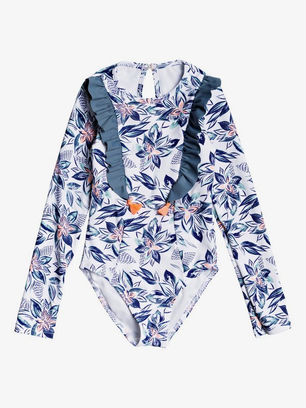 roxy, Girl's 2-6 Magic Seeker Long Sleeve UPF 50 One-Piece Swimsuit, BRIGHT WHITE FLOWER SPIRIT SW (wbb9) 0 Girl's 2-6 Magic Seeker Long Sleeve UPF 50 One-Piece Swimsuit White ERLWR03105 Roxy