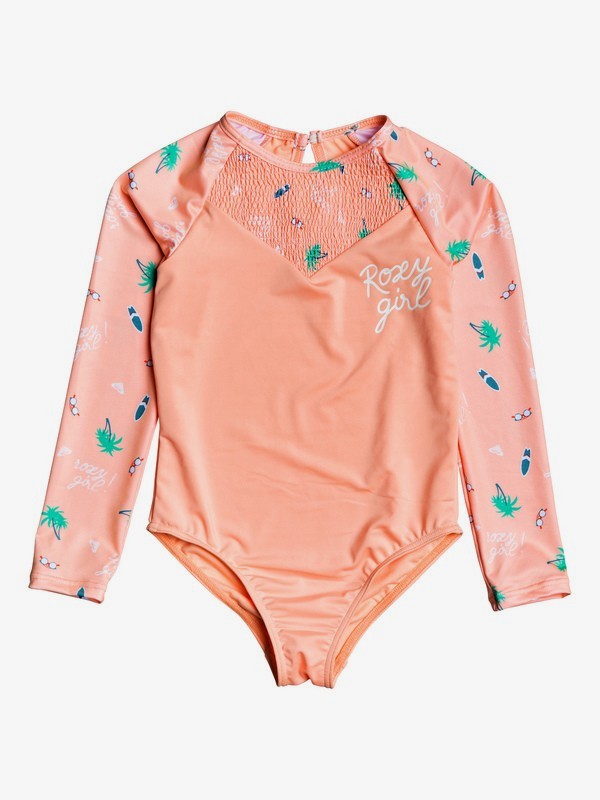 roxy, Girl's 2-6 Salty But Sweet Long Sleeve UPF 50 One-Piece Swimsuit, SOUFFLE SUMMER HOBBIES SWIM (xmws) 0 Girl's 2-6 Salty But Sweet Long Sleeve UPF 50 One-Piece Swimsuit Pink ERLWR03107 Roxy