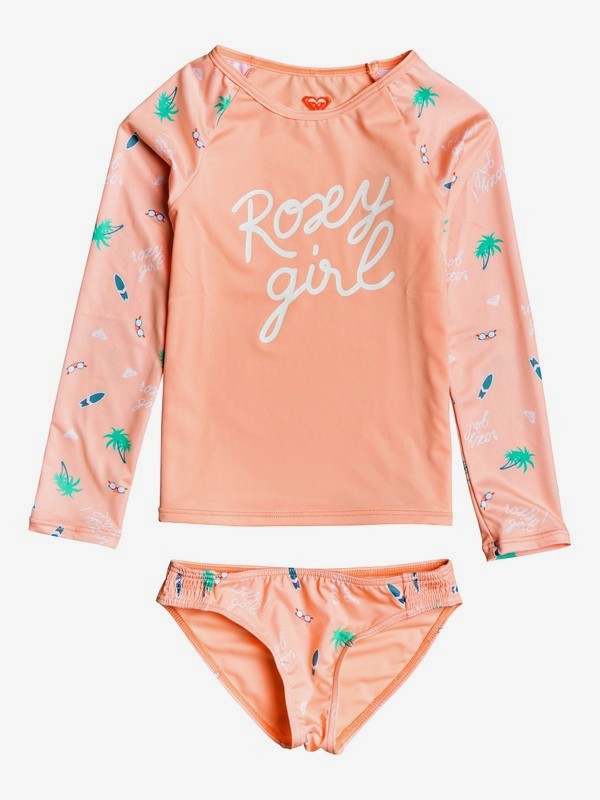 roxy, Girl's 2-6 Salty But Sweet Long Sleeve UPF 50 Rashguard Set, SOUFFLE SUMMER HOBBIES SWIM (xmws) 0 Girl's 2-6 Salty But Sweet Long Sleeve UPF 50 Rashguard Set Pink ERLWR03108 Roxy