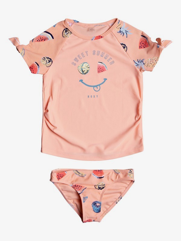 roxy, Girl's 2-6 Splashing You Short Sleeve UPF 50 Rashguard Set, PEACH BUD S FRUIT JUICE (meg7) 0 Girl's 2-6 Splashing You Short Sleeve UPF 50 Rashguard Set Pink ERLWR03115 Roxy