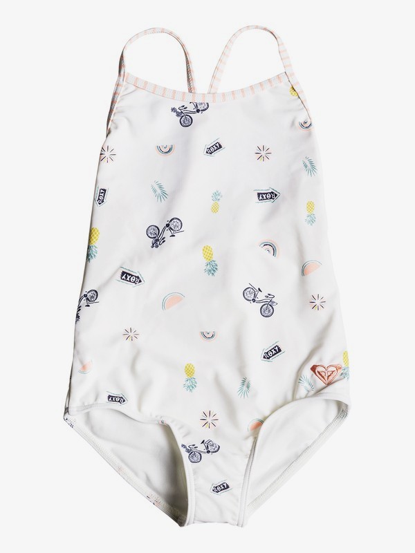 roxy, Girl's 2-6 Come On Board One-Piece Swimsuit, MARSHMALLOW BIKE RIDE (wbt6) 0 Girl's 2-6 Come On Board One-Piece Swimsuit White ERLX103030 Roxy