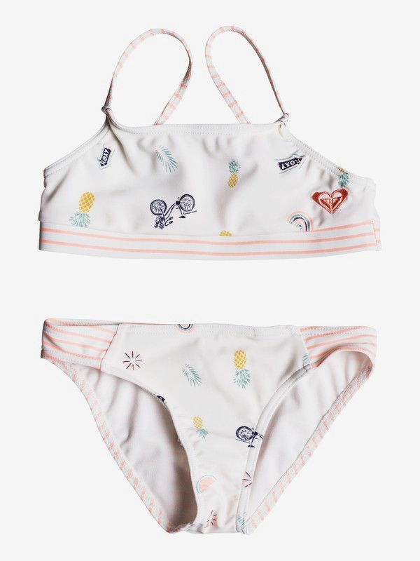 roxy, Girl's 2-6 Come On Board Crop Top Bikini Set, MARSHMALLOW BIKE RIDE (wbt6) 0 Girl's 2-6 Come On Board Crop Top Bikini Set White ERLX203063 Roxy