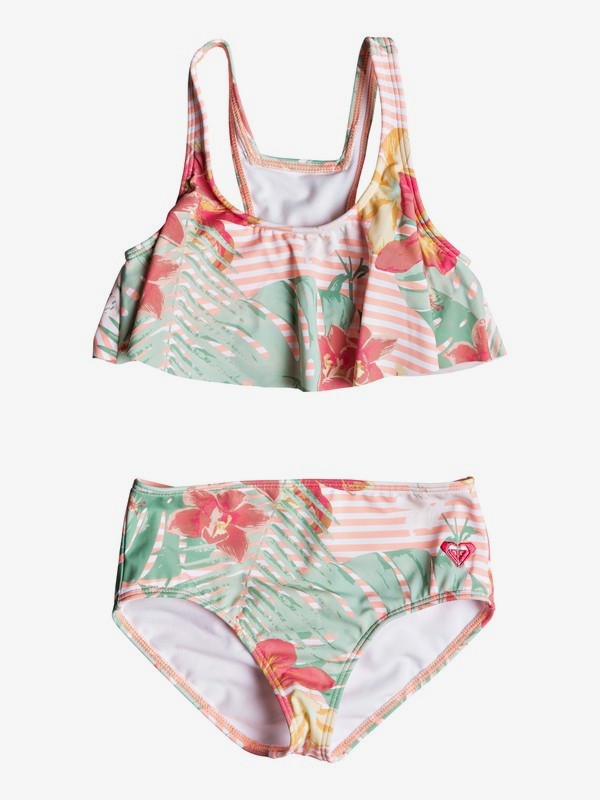 roxy, Girl's 2-6 Lush Florals Flutter Bikini Set, SOUFFLE ULUWATU STRIPE SWIM (mfg7) 0 Girl's 2-6 Lush Florals Flutter Bikini Set Pink ERLX203070 Roxy