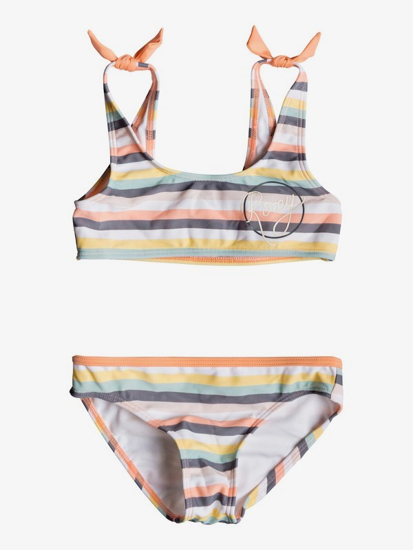 roxy, Girl Lets Go Surfing - Ensemble de bikini brassière sport pour Fille 2-7 ans, SALMON CANDY STRIPES (mfg3) 0 Girl Lets Go Surfing - Ensemble de bikini brassière sport pour Fille 2-7 ans Rose ERLX203071 Roxy
