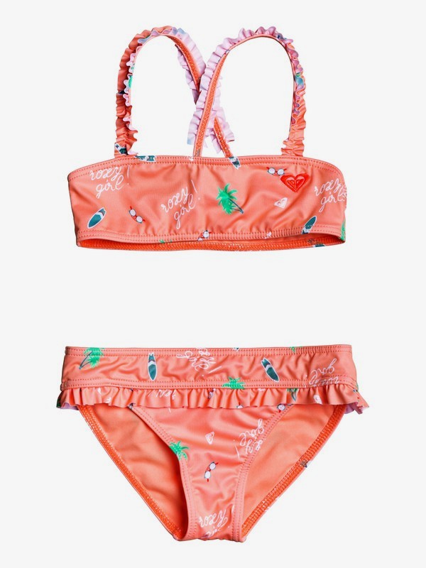 roxy, Girl's 2-6 Salty But Sweet Bandeau Bikini Set, SOUFFLE SUMMER HOBBIES SWIM (xmws) 0 Girl's 2-6 Salty But Sweet Bandeau Bikini Set Pink ERLX203074 Roxy