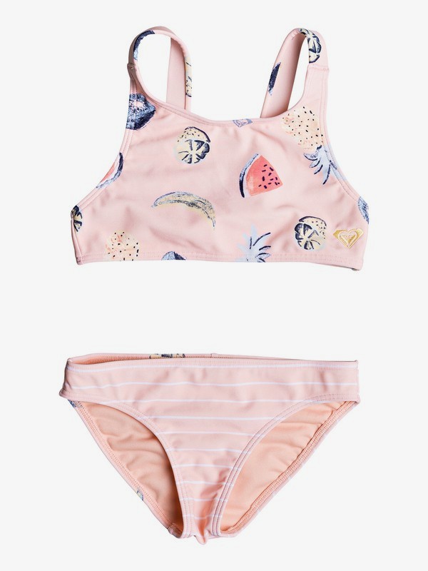 roxy, Girl's 2-6 Splashing You Crop Top Bikini Set, PEACH BUD S FRUIT JUICE (meg7) 0 Girl's 2-6 Splashing You Crop Top Bikini Set Pink ERLX203077 Roxy