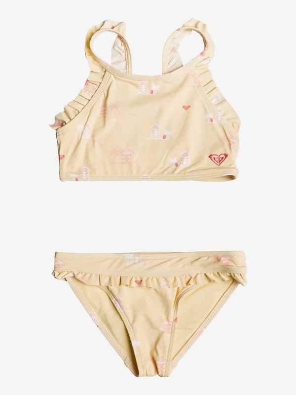 roxy, Girl's 2-6 Tropical Away Crop Top Bikini Set, SUNLIGHT S DEAUVILLE (yek6) 0 Girl's 2-6 Tropical Away Crop Top Bikini Set Yellow ERLX203079 Roxy