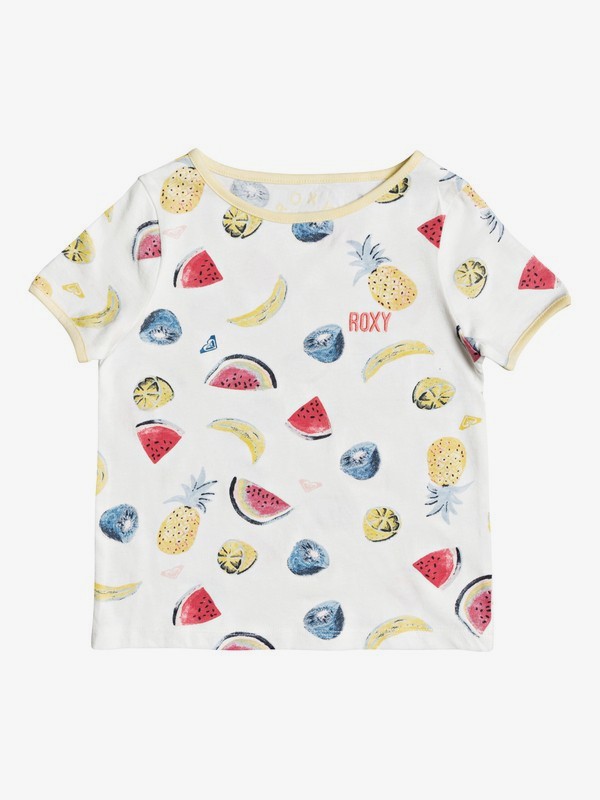 roxy, Girl's 2-6 Times Up C Printed Ringer Tee, MARSHMALLOW FRUIT JUICE (wbt1) 0 Girl's 2-6 Times Up C Printed Ringer Tee White ERLZT03223 Roxy