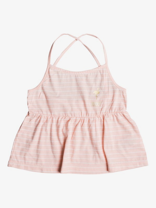 roxy, Girl's 2-6 Mountain To Move A Strappy Peplum Top, PEACH BUD POOL STRIPES (meg4) 0 Girl's 2-6 Mountain To Move A Strappy Peplum Top Pink ERLZT03224 Roxy