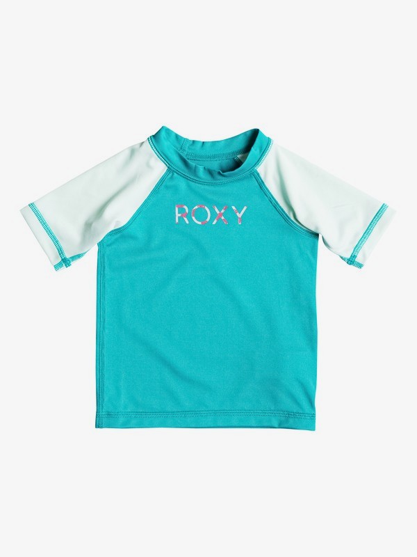roxy, Baby Sail Away Short Sleeve Rashguard, DARK JADE/SOOTHING SEA (xbbb) 0 Baby Sail Away Short Sleeve Rashguard ERNWR03002 Roxy