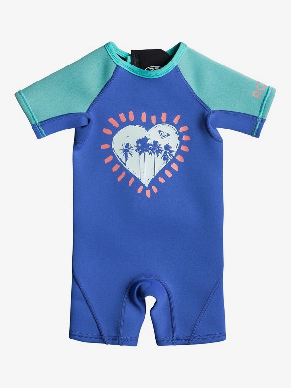roxy, 1.5mm Syncro - Short Sleeve Back Zip Springsuit for Toddlers, SEA BLUE II (byh0) 0 1.5mm Syncro - Short Sleeve Back Zip Springsuit for Toddlers Blue EROW503001 Roxy
