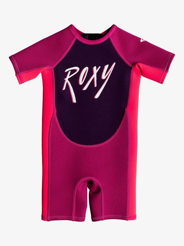 roxy, Girl's 2-6 Toddlers 1.5mm Syncro Short Sleeve Back Zip Springsuit, MAGENTA/VERMILLON (xrrm) 0 Girl's 2-6 Toddlers 1.5mm Syncro Short Sleeve Back Zip Springsuit Red EROW503002 Roxy
