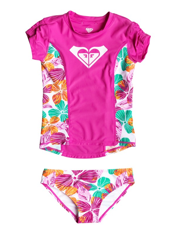 roxy, Baby Fall Tropics Floral Rashguard Set, Rose Violet-6 (mlk6) 0 Baby Fall Tropics Floral Rashguard Set RRF58701 Roxy