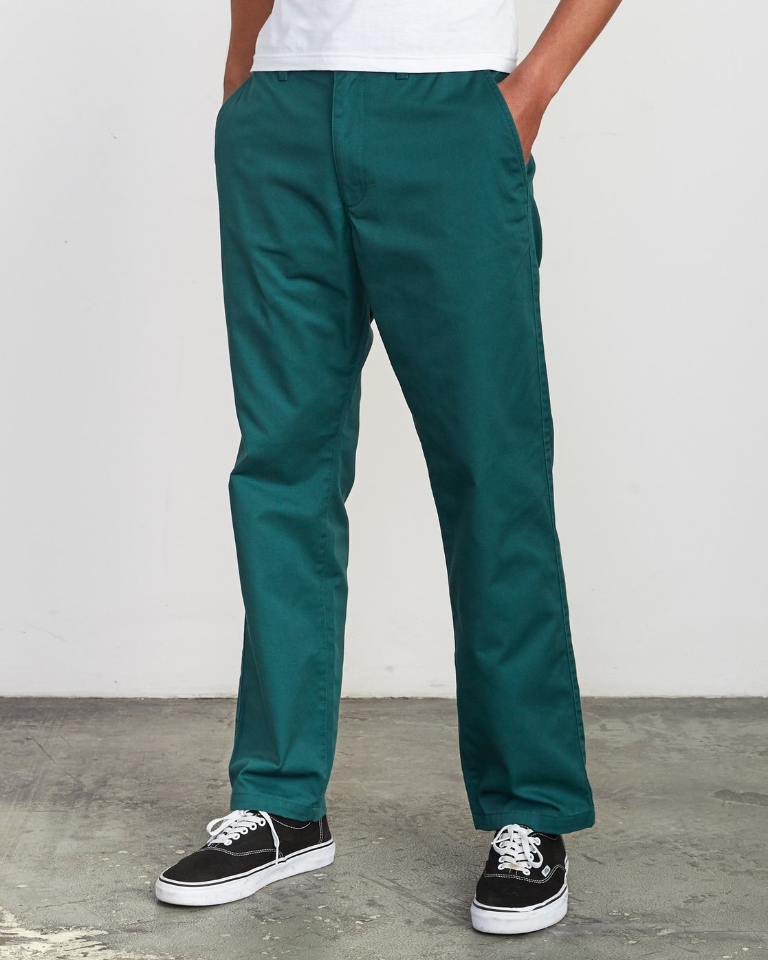 teal chino pants