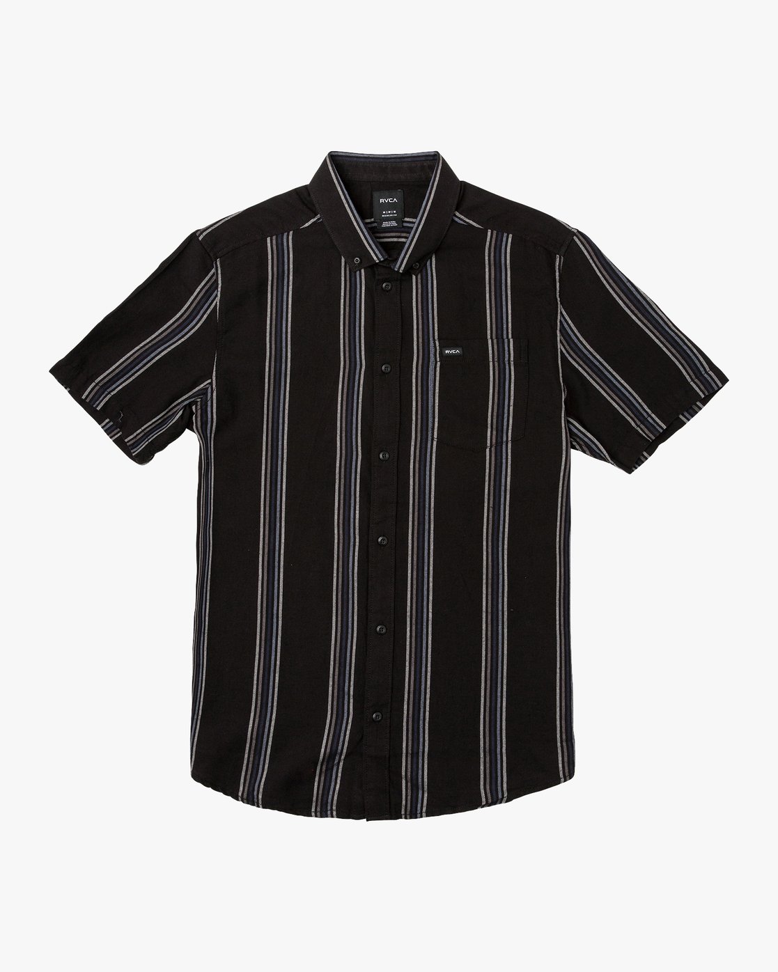 RVCA Mens Curren Stripe Short Sleeve Shirt