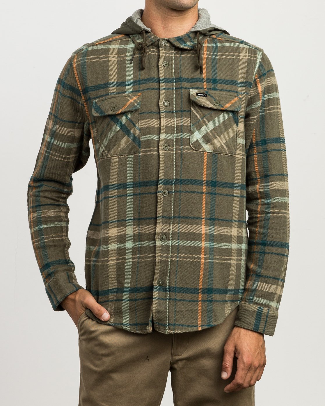 rvca hooded flannel