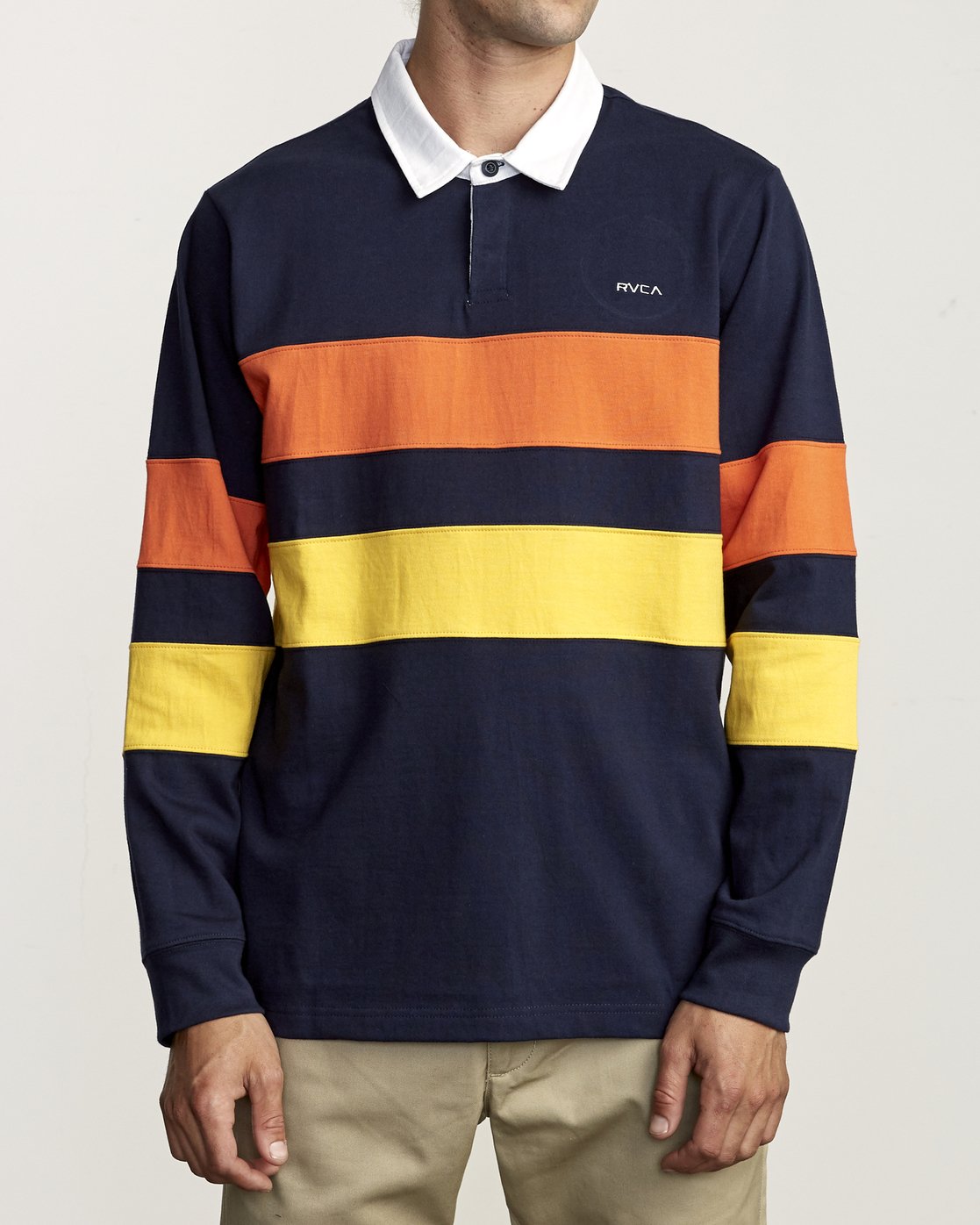 long sleeve navy polo shirt