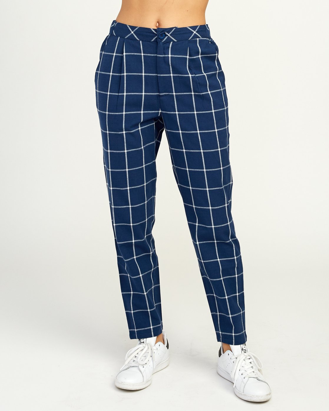 navy tartan trousers womens